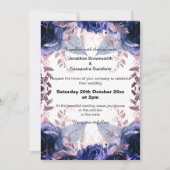 ELEGANT PAARS GLITTER FLORAL NAVY WEDING KAART (Voorkant)