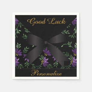 Elegant Paars Glitter Floral Servetten