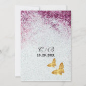 Elegant Paars glitter & Gold Butterfly Save The Date (Achterkant)