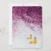 Elegant Paars glitter & Gold Butterfly Weddenschap Kaart (Achterkant)