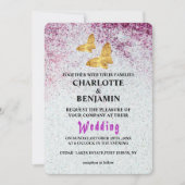 Elegant Paars glitter & Gold Butterfly Weddenschap Kaart (Voorkant)
