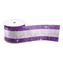 Elegant paars Glitter Kerstmis Deer Satin Ribbon