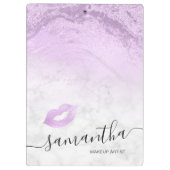 Elegant paars glitter lippen marmer make-up kunste klembord (Achterkant)