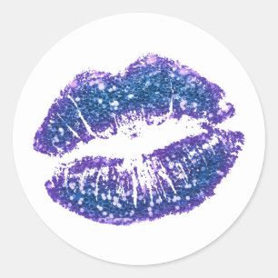 Elegant Paars Glitter Lips Ronde Sticker