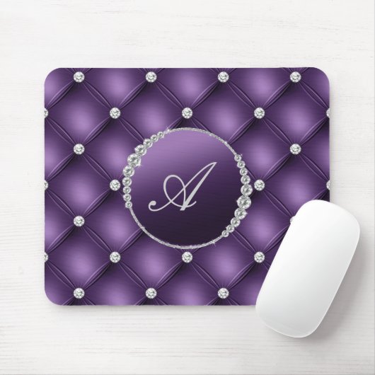 Elegant Paars Glitter Monogram Muismat (Met muis)