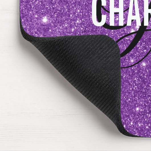 Elegant paars glitter monogram naam muispad muismat (Hoek)