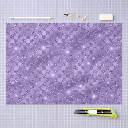 Elegant Paars Glitter Pattern Tissuepapier (Craft)