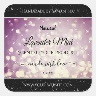 Elegant Paars Glitter Product Packaging Labels