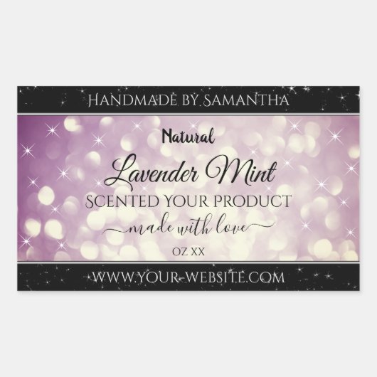 Elegant Paars Glitter Product Packaging Labels (Voorkant)
