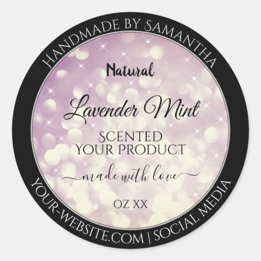 Elegant Paars Glitter Product Packaging Labels (Voorkant)