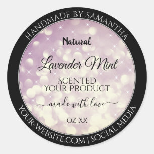 Elegant Paars Glitter Product Packaging Labels