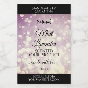 Elegant Paars Glitter Product Packaging Labels Voedselcontainer Etiket