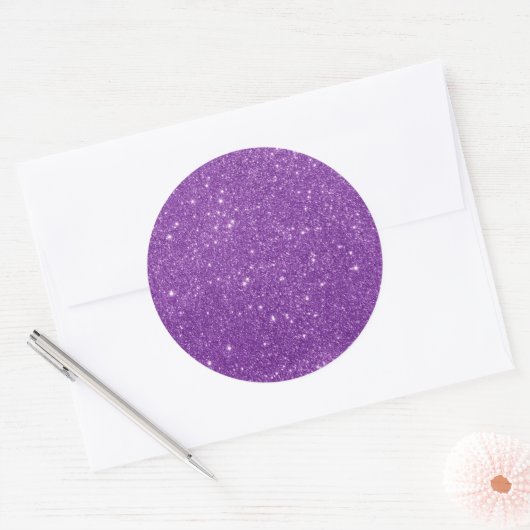 Elegant Paars Glitter Ronde Sticker (Envelop)
