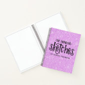 Elegant Paars Glitter Sketchbook met naam Notitieboek (Binnen)