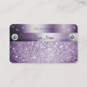 Elegant Paars Glitter Sparkelende Stars Diamonds Visitekaartje (Voorkant)