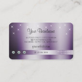 Elegant Paars Glitter Sparkelende Stars Diamonds Visitekaartje (Achterkant)