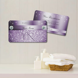 Elegant Paars Glitter Sparkelende Stars Monogram Visitekaartje