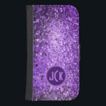 Elegant Paars Glitter & Sparkles Galaxy S4 Portefeuille Hoesje<br><div class="desc">Monogram elegante paarse glitter en schittert.</div>