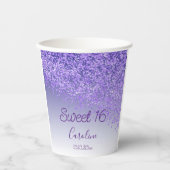 Elegant Paars Glitter Sweet 16 Birthday Papieren Bekers (Voorkant)