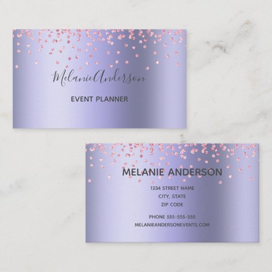 Elegant Paars Glitter Visitekaartje (Voorkant / Achterkant)