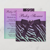 Elegant Paars Glitter Zebra Print Baby shower Kaart (Voorkant / Achterkant)
