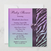 Elegant Paars Glitter Zebra Print Baby shower Kaart (Achterkant)