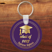 Elegant Paars |Gold 2023 Afstuderen Afstuderen Pet Sleutelhanger (Voorkant)