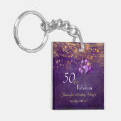 Elegant Paars Gold 50 Fabulous Birthday Favor Sleutelhanger (Voorkant Links)