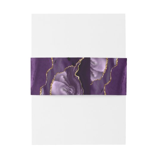 Elegant Paars Gold Agate Dark Weddenschap Uitnodigingen Wikkel (Achterkant Voorbeeld)