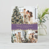 Elegant Paars Gold Buffalo Pset met kerstmis  Feestdagenkaart (Staand voorkant)