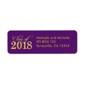 Elegant Paars & Gold Class of 2018 Afstuderen Etiket (Voorkant)