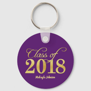 Elegant Paars & Gold Class of 2018 Afstuderen Sleutelhanger