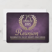 Elegant Paars|Gold Class Reunion Invitation Kaart (Voorkant)