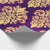 Elegant Paars Gold Classic Damask Patroon Cadeaupapier (Hoek)