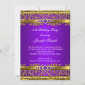 Elegant Paars Gold Damask Diamond Birthday Kaart (Voorkant)