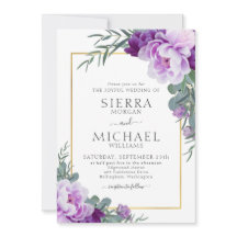 Elegant Paars & Gold Floral Eucalyptus Weddenschap