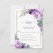 Elegant Paars & Gold Floral Eucalyptus Weddenschap RSVP Kaartje (Voorkant)