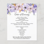 Elegant Paars Gold Floral Quinceanera-programma (Achterkant)