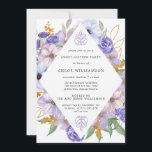 Elegant Paars Gold Floral Sweet Sixteen Kaart<br><div class="desc">paarse en goudbloemen creëer een modern diamantvormig lijst rond je Sweet 16-partijdetails.</div>