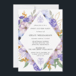 Elegant Paars Gold Floral Sweet Sixteen Kaart<br><div class="desc">paarse en goudbloemen creëer een modern diamantvormig lijst rond je Sweet 16-partijdetails.</div>