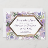 Elegant Paars & Gold Floral Wicca Handfasting Save The Date (Voorkant)