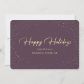 Elegant Paars Gold Foil Hand Lettered Business Feestdagenkaart (Voorkant)