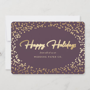 Elegant Paars Gold Foil Hand Lettered Business Feestdagenkaart