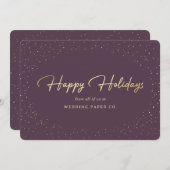 Elegant Paars Gold Foil Hand Lettered Business Feestdagenkaart (Voorkant / Achterkant)