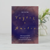 Elegant Paars Gold Foil Wedding Save the Date Folie Uitnodiging (Staand Voorkant)