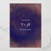 Elegant Paars Gold Foil Wedding Save the Date Folie Uitnodiging (Achterkant)