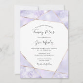 Elegant Paars & Gold Geometic Wedding Uitnodiging (Voorkant)