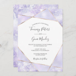 Elegant Paars & Gold Geometic Wedding Uitnodiging