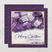 Elegant Paars Gold Gifts Sneeuwkerstkaarten Feestdagenkaart (Voorkant / Achterkant)