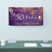 Elegant Paars Gold Glam 50 en Fabulous Birthday Spandoek (Beurs)
